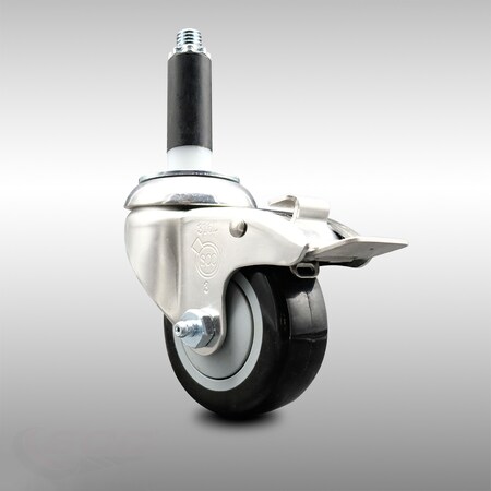 Service Caster 3.5 Inch 316SS Black Poly Swivel 7/8 Inch Expanding Stem Caster Lock Brake SCC SCC-SS316TTLEX20S3514-PPUB-BLK-78